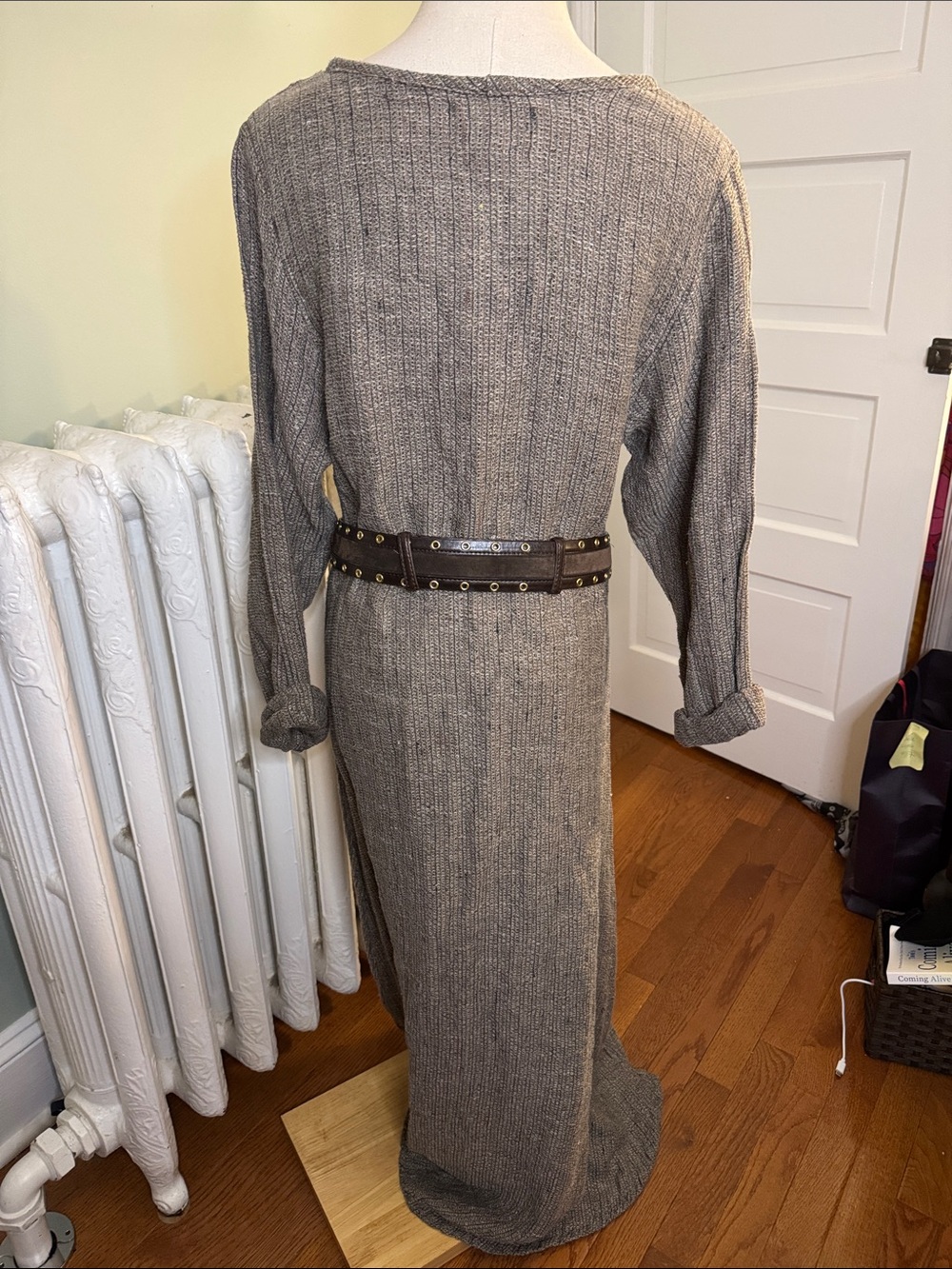 Flax Long Sleeve Maxi Dress in Taupe Gray - Picture 4 of 10